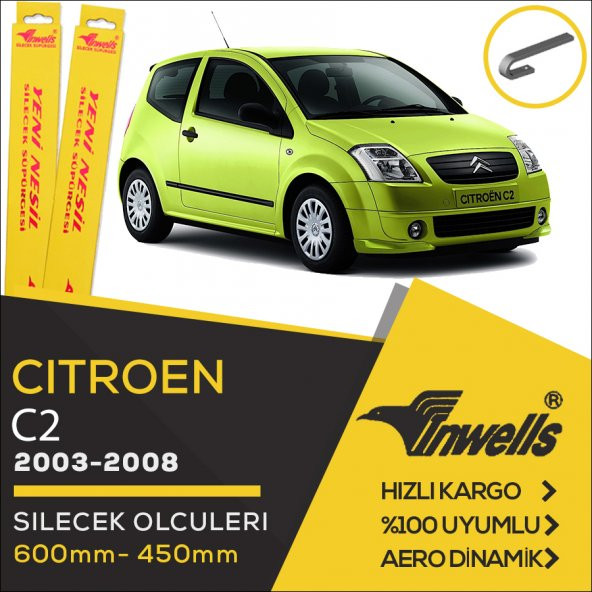 İnwells Muz Silecek Takımı Citroen C2 2003-2008 ile uyumlu