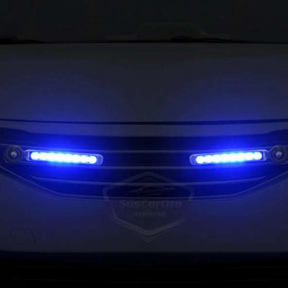 Araç Oto Rüzgar Enerjili Kablosuz 8 Ledli Gündüz Farı Araba Fırfırlı Elektriksiz Gündüz Ledi DRL Led Lamba Su Geçirmez Mavi - 7