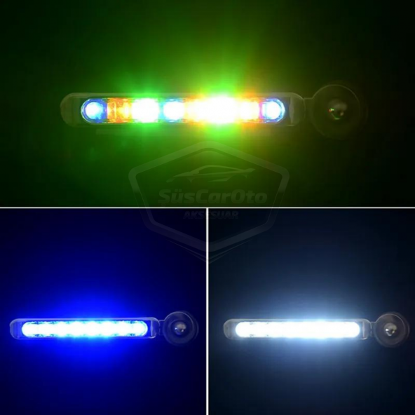 Araç Oto Rüzgar Enerjili Kablosuz 8 Ledli Gündüz Farı Araba Fırfırlı Elektriksiz Gündüz Ledi Lamba Su Geçirmez Renkli RGB - 9