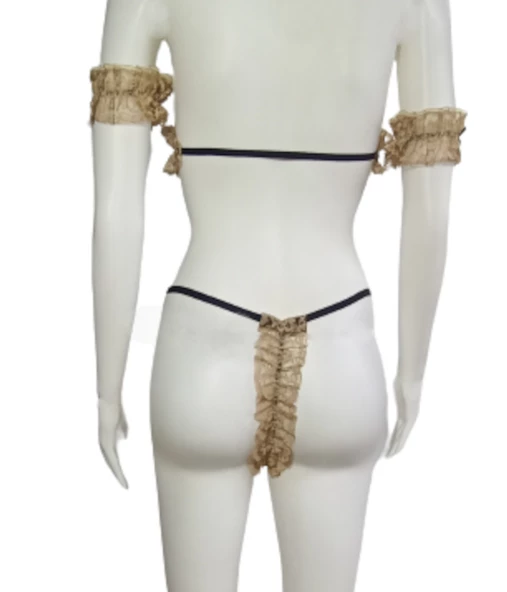 ASM1190 Kadın 4 lü Altın Dantel Narin Senindir Aksesuar seti - 2