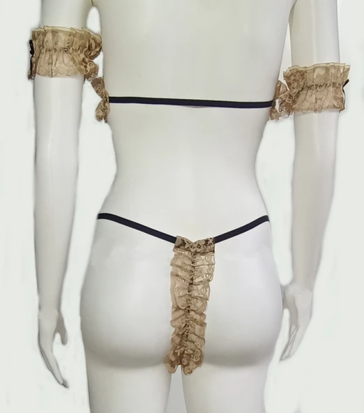 ASM1190 Kadın 4 lü Altın Dantel Narin Senindir Aksesuar seti - 6