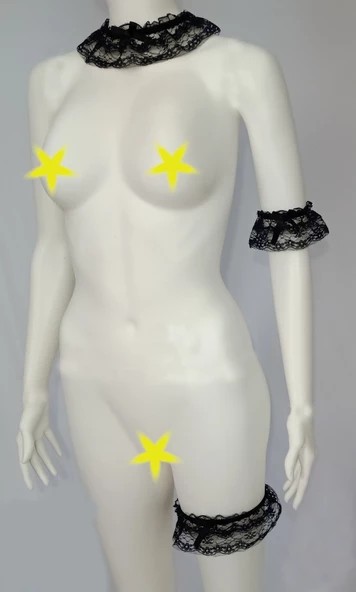 ASM1189 Kadın Dantel Set  3 Renk 9 lu Kol ve Bacak Bantları - 3