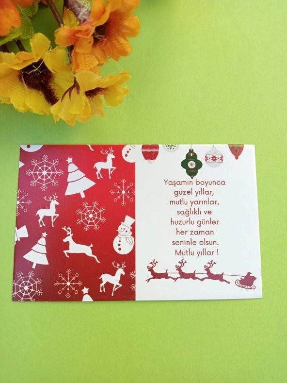 30 Adet Lux Kalın Kuşe Yılbaşı Tebrik Kartı - Mutlu Yıllar - Paketleme Kartı 8x5cm (M10) - 1