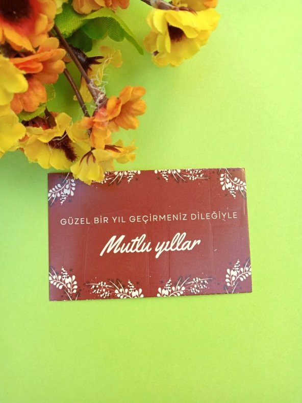 30 Adet Lux Bordo Kalın Kuşe Yılbaşı Tebrik Kartı - Mutlu Yıllar - Paketleme Kartı 8x5cm (M12) - 2