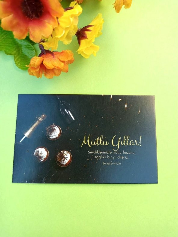 30 Adet Lux Kalın Kuşe Yılbaşı Tebrik Kartı - Mutlu Yıllar - Paketleme Kartı 8x5cm (M13)
