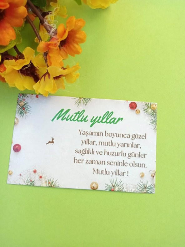 30 Adet Lux Kalın Kuşe Yılbaşı Tebrik Kartı - Mutlu Yıllar - Paketleme Kartı 8x5cm (M15) ürün görseli 1