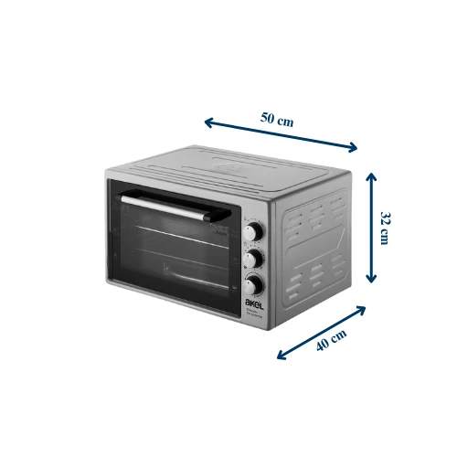 AF380L 38 Lt Gri Midi Fırın, İç Aydınlatmalı,  Zaman Ayarlı, Izgara Fırın Fonksiyonlu, 2 Tepsi, 1 Tel Izgara - Resim 2