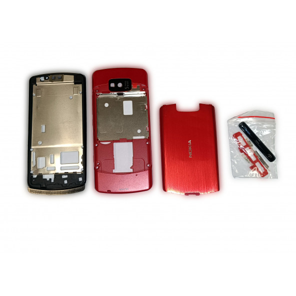 Nokia N700 Kasa Kapak Tuş Takımı N700 Uyumlu Kırmızı Renk Orta Kasa Ön Kapak Arka Kapak Tuş Takımı - 3