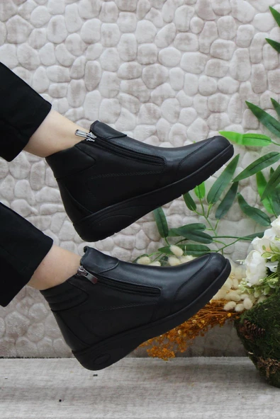 Mehmet Mete 2004 Ortopedik Yumuşak Rahat Hakiki Deri Kadın Bot - Resim 5