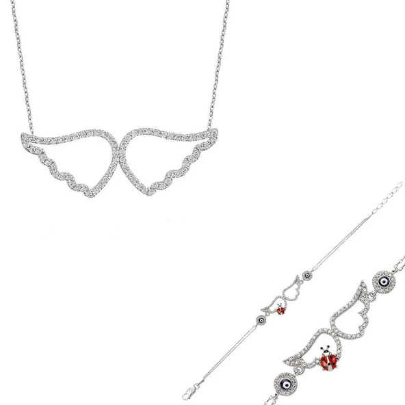 Gümüş Melek Kanadı Bayan Set SL2264
