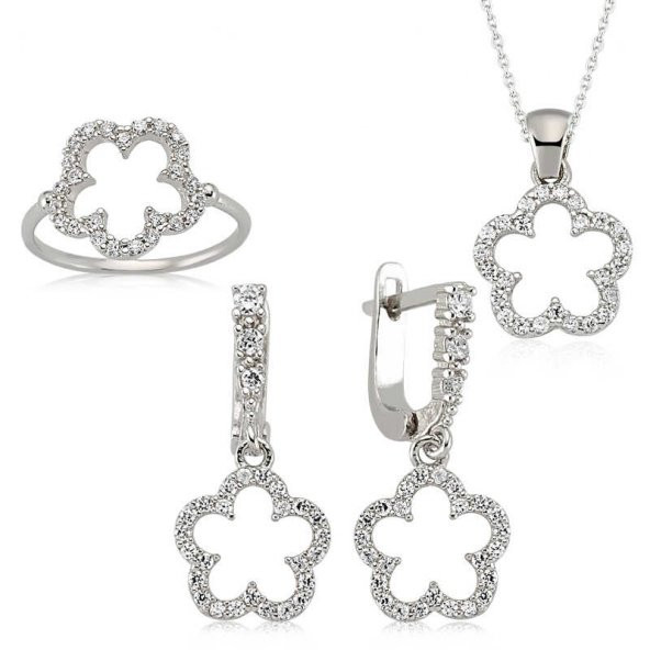 Gümüş Çiçek Bayan Set  SL2289