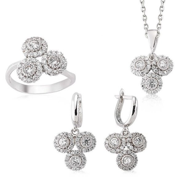Gümüş Zirkon Taşlı Bayan Set  SL2280