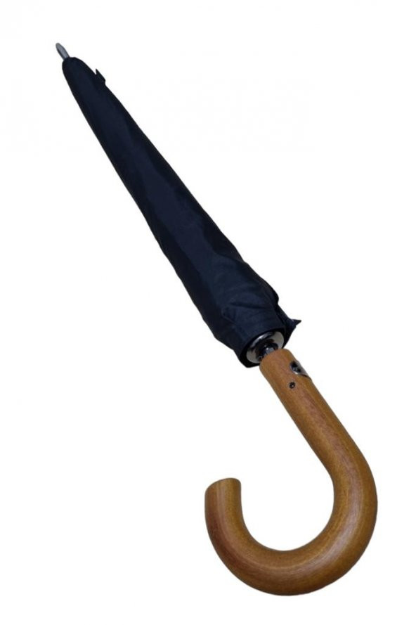 Snotline-April Erkek Baston Şemsiye Ahşap Sap Siyah Renk - Resim 3