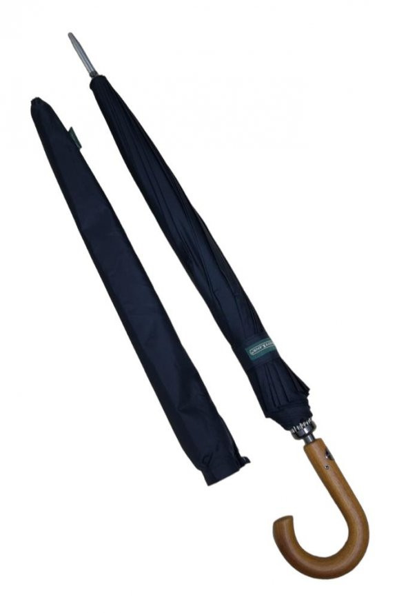 Snotline-April Erkek Baston Şemsiye Ahşap Sap Siyah Renk - Resim 4