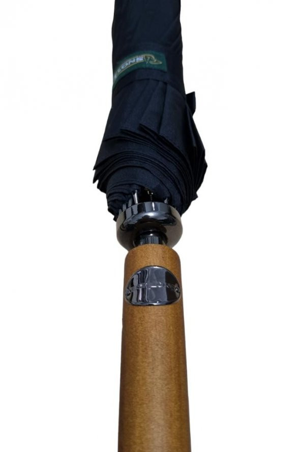 Snotline-April Erkek Baston Şemsiye Ahşap Sap Siyah Renk - Resim 5