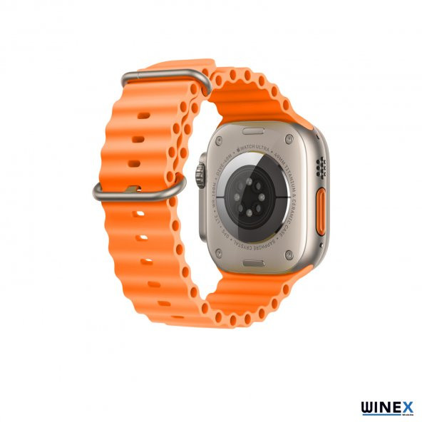 Winex 42-49mm Yeni Nesil Apple Uyumlu Akıllı Saat Kordonu Silikon Turuncu - 4