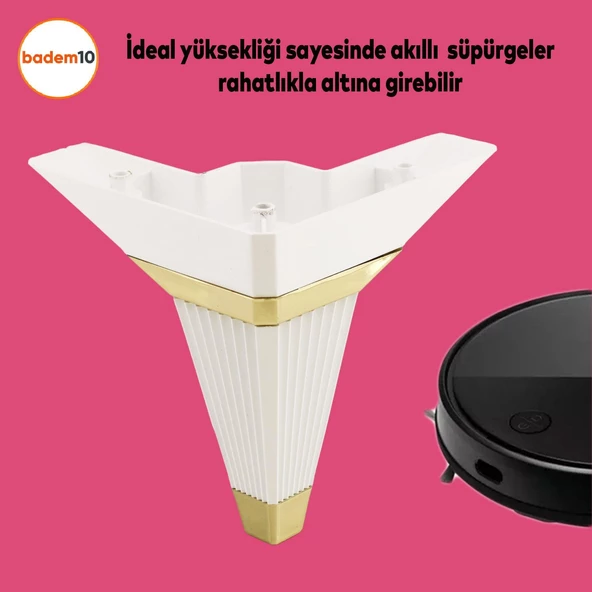 Alcazar Köşe 6'lı Set Mobilya TV Ünitesi Çekyat Koltuk Kanepe Destek Ayağı 14 cm Beyaz M8 Civatalı - 6