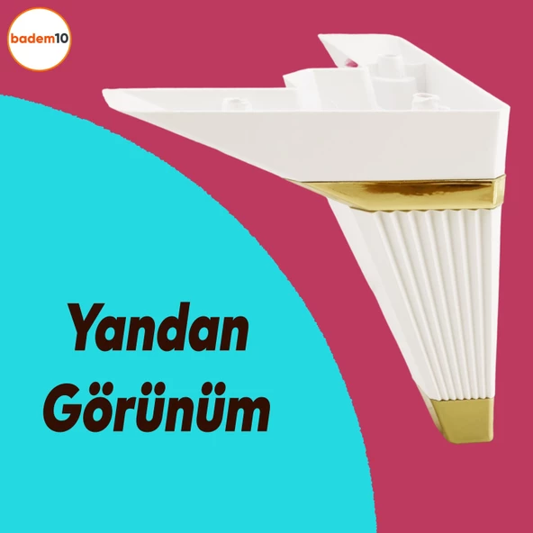 Alcazar Köşe 6'lı Set Mobilya TV Ünitesi Çekyat Koltuk Kanepe Destek Ayağı 14 cm Beyaz M8 Civatalı - 4