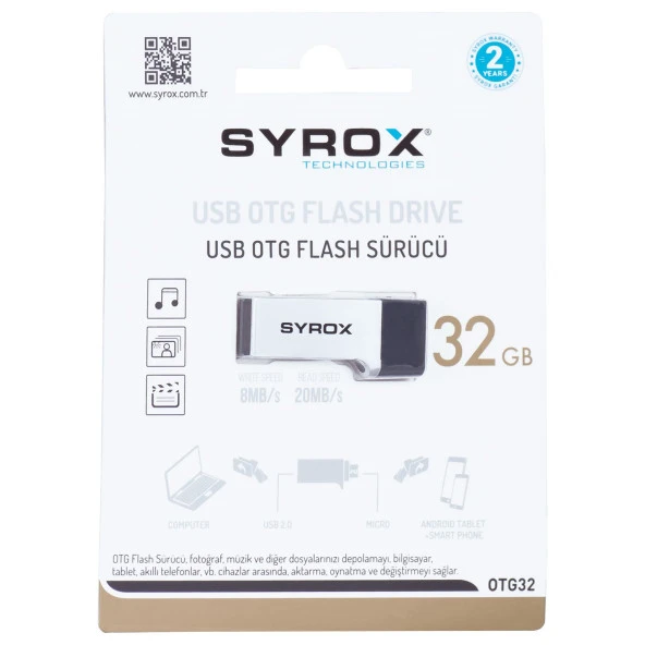 Syrox 32 GB 2.0 Micro OTG Flash Bellek OTG32