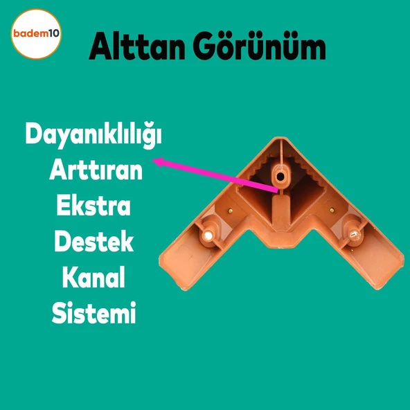 Alcazar Köşe 6'lı Set Mobilya TV Ünitesi Çekyat Koltuk Kanepe Destek Ayağı 14 cm Ceviz M8 Civatalı - Resim 5