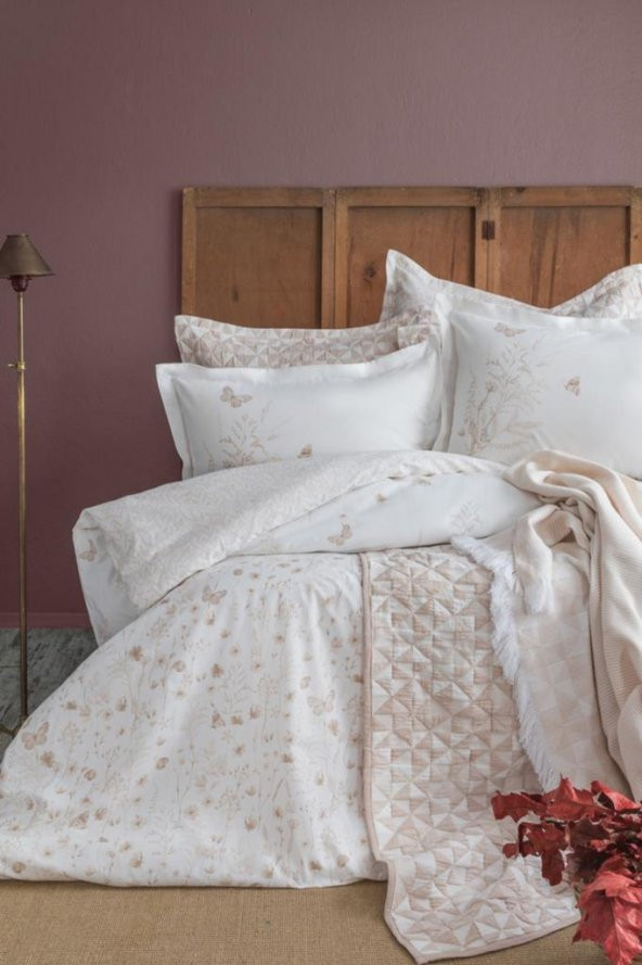 Apricitas Home Çift Kişilik Yatak Örtülü Nevresim Set Belmont White