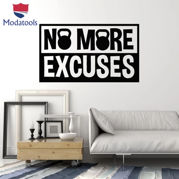Oturma Odası, Ofis, Dükkan Duvar Sticker Artık Mazeret Yok Cümle Kelimeler Motivasyon Alıntı Etiketler ürün görseli 1