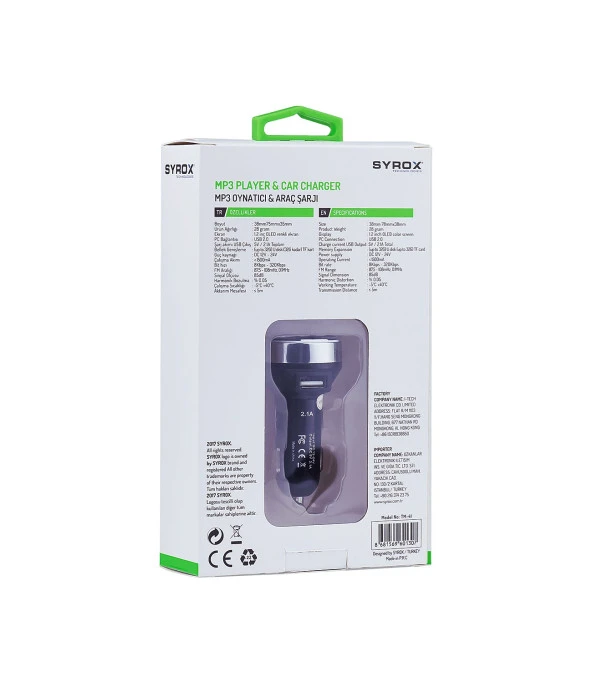 Syrox 2.1A Mp3 Çalar & Araç Şarjı Transmitter  SYX-TM41 - 2