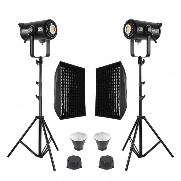 GDX EXC-220C-II 2'li Full Set (Gridli 60x90 Softbox + 260 cm Kalın Işık Ayağı)