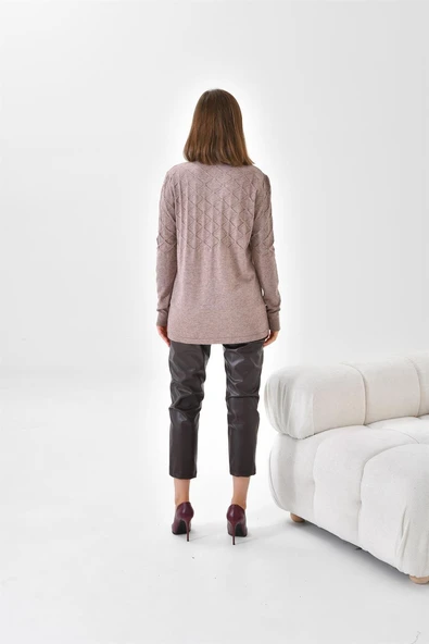 FTZ Women Kadın İnci Detaylı Hırka  Vizon 20048 - Resim 7