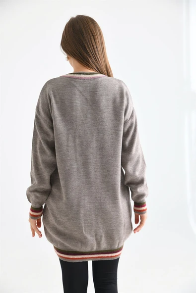 FTZ Women Kadın Baklava Desen Hırka  Kahve 21-6299 - 4