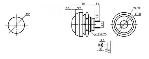 Switch - "184" - Push Buton - 12 mm - Yeşil - 2