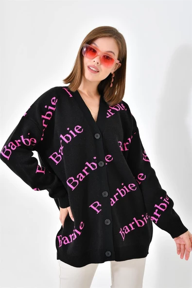 FTZ Women Kadın  Barbie Hırka  Siyah 20676 - Resim 4