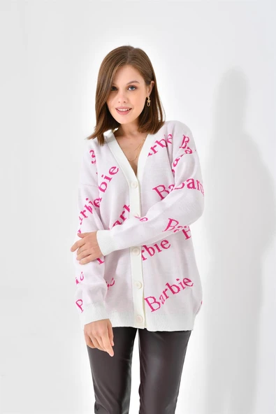 FTZ Women Kadın  Barbie Hırka  Kemik 20676 - Resim 6