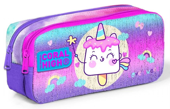 Coral High Mor Pembe Dondurma Unicorn Kız Çocuk Beslenme Çantası Seti - Resim 3