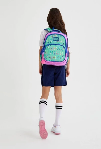 Coral High Açık Yeşil Pembe Yazılı İlkokul Okul Sırt Çantası - Kız Çocuk - Resim 2