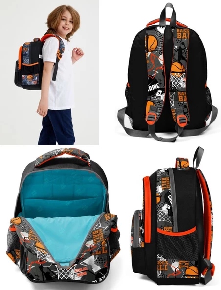 Coral High Siyah Basketbol İlkokul Okul Sırt Çantası - Erkek Çocuk - Resim 3