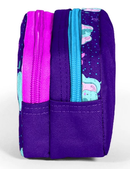 Coral High İki Bölmeli Kız Çocuk Mor Fil Kalem Çantası Kalemlik - Resim 2