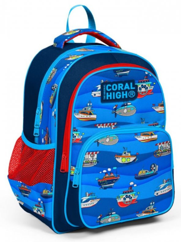 Coral High Lacivert Mavi Gemiler İlkokul Okul Sırt Çantası - Erkek Çocuk