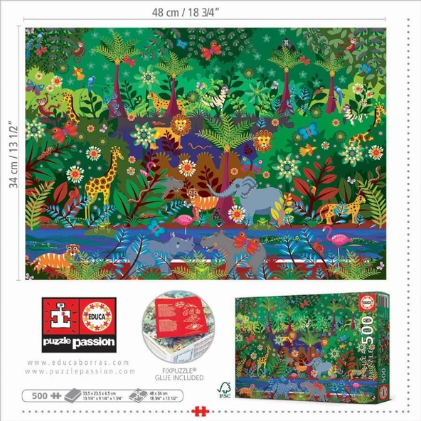 Educa 500 Parçalık Çocuk Ve Yetişkinler İçin Orman (Jungle) Puzzle - Resim 2