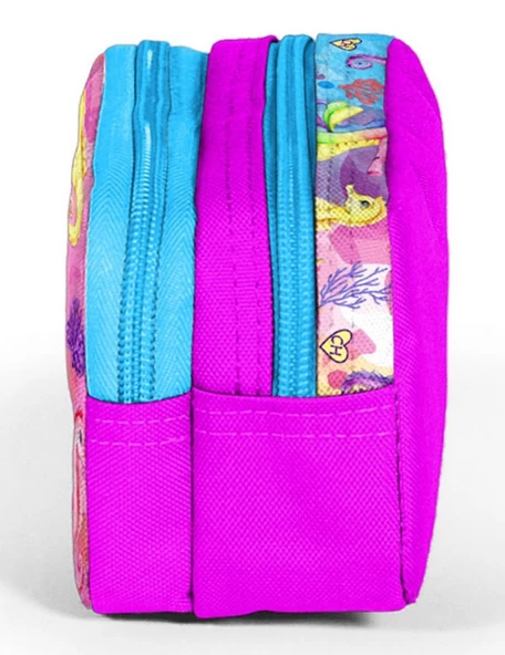 Coral High İki Bölmeli Kız Çocuk Mavi Denizatı Kalem Çantası Kalemlik - Resim 2