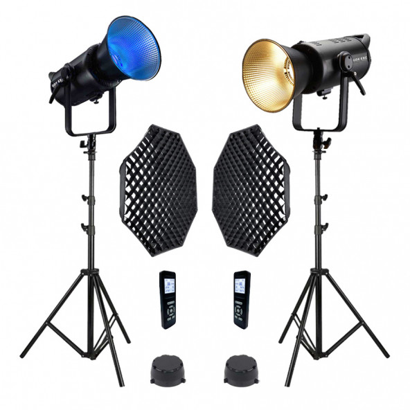 Gdx Exc-180RGB-II Rgb Led Video Işığı 2'li Full Set (Gridli 120cm Octagon + 260 cm Kalın Işık Ayağı) ürün görseli 1