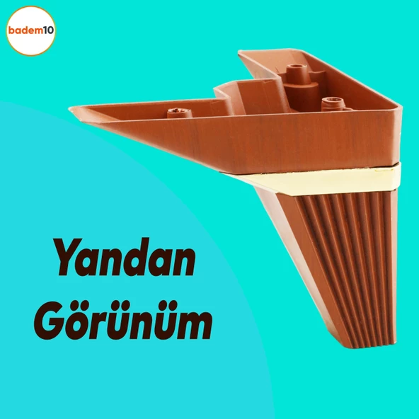 Alcazar Köşe 6'lı Set Mobilya TV Ünitesi Çekyat Koltuk Kanepe Destek Ayağı 12 cm Kahve M8 Civatalı - Resim 4