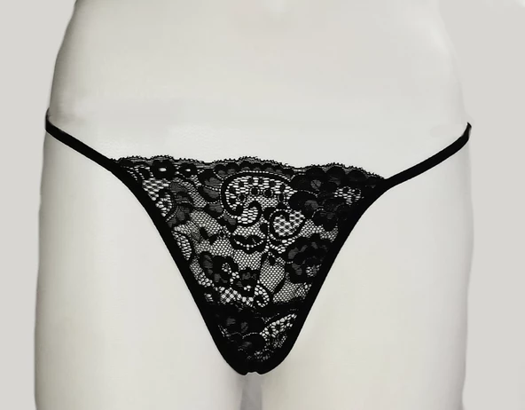 ASM1192 Kadın Siyah Dantel Sessione String - Resim 6