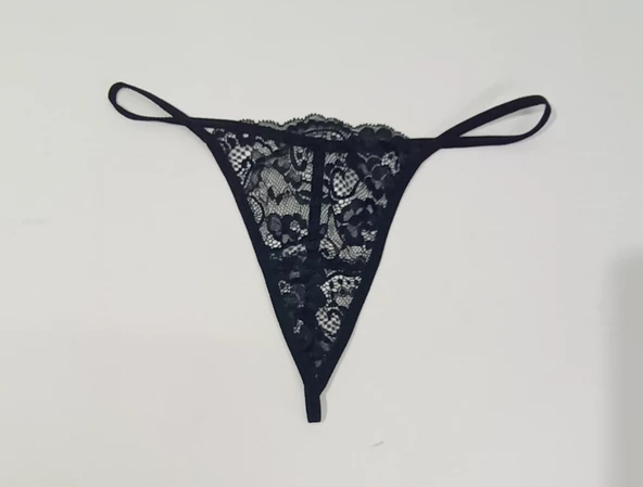 ASM1192 Kadın Siyah Dantel Sessione String - Resim 7