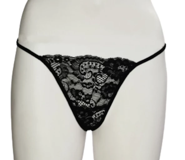 ASM1192 Kadın Siyah Dantel Sessione String - Resim 4