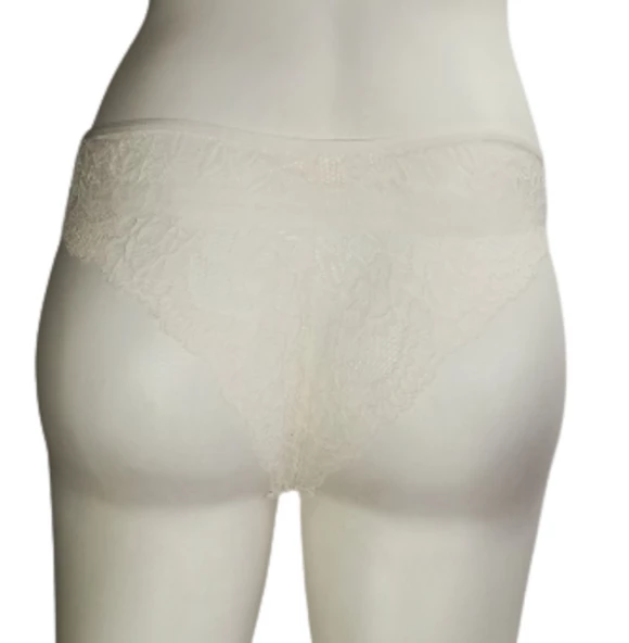 ASM1191 Kadın Ekru Dantel Merimeri Tanga - Resim 7