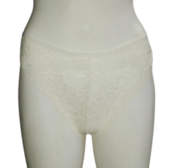 ASM1191 Kadın Ekru Dantel Merimeri Tanga - Resim 6
