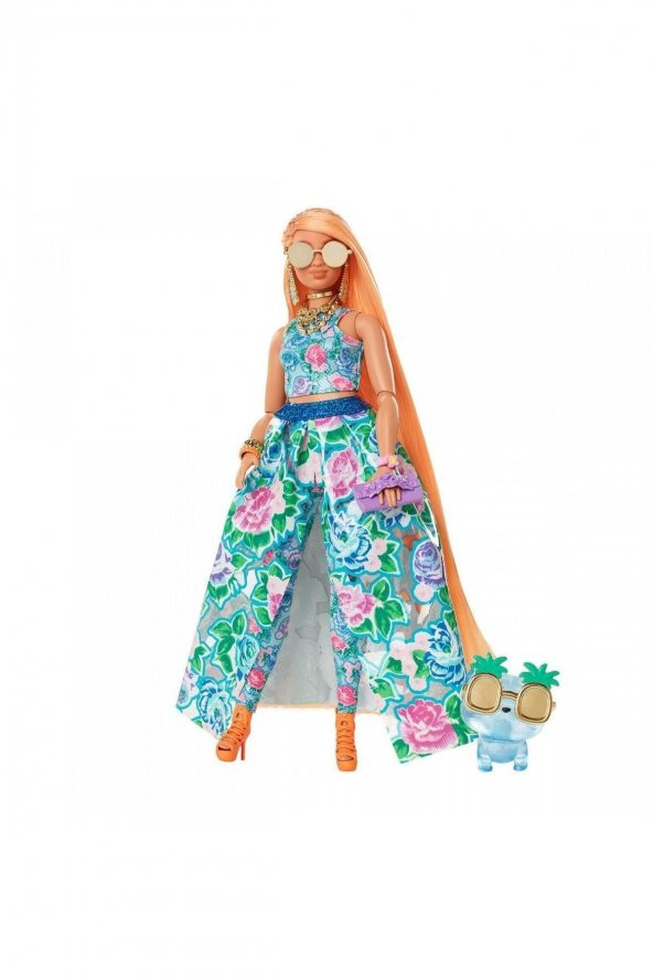 Barbie Extra Fancy Çiçekli Kostümlü Bebek HHN14 - Resim 4