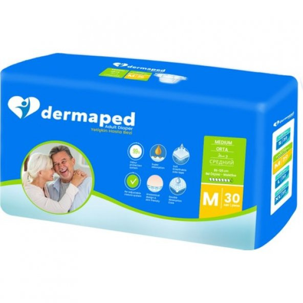 Dermaped Yetişkin Hasta Bezi Belbantlı Medium Orta Boy 30 Lu Paket - 2