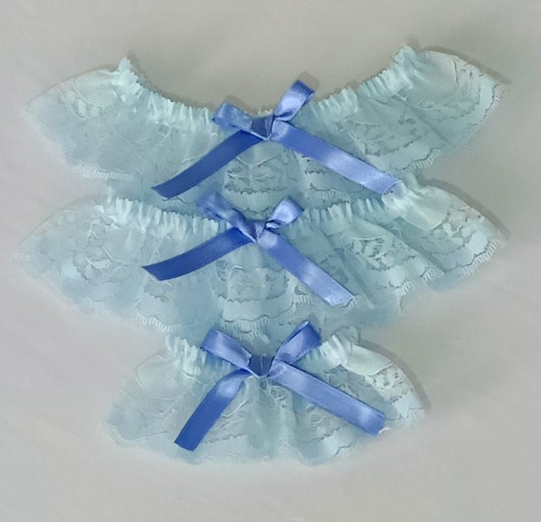 ASM1196 Kadın Mavi 3 Lü Dantel Kol Bacak Akesuar Seti